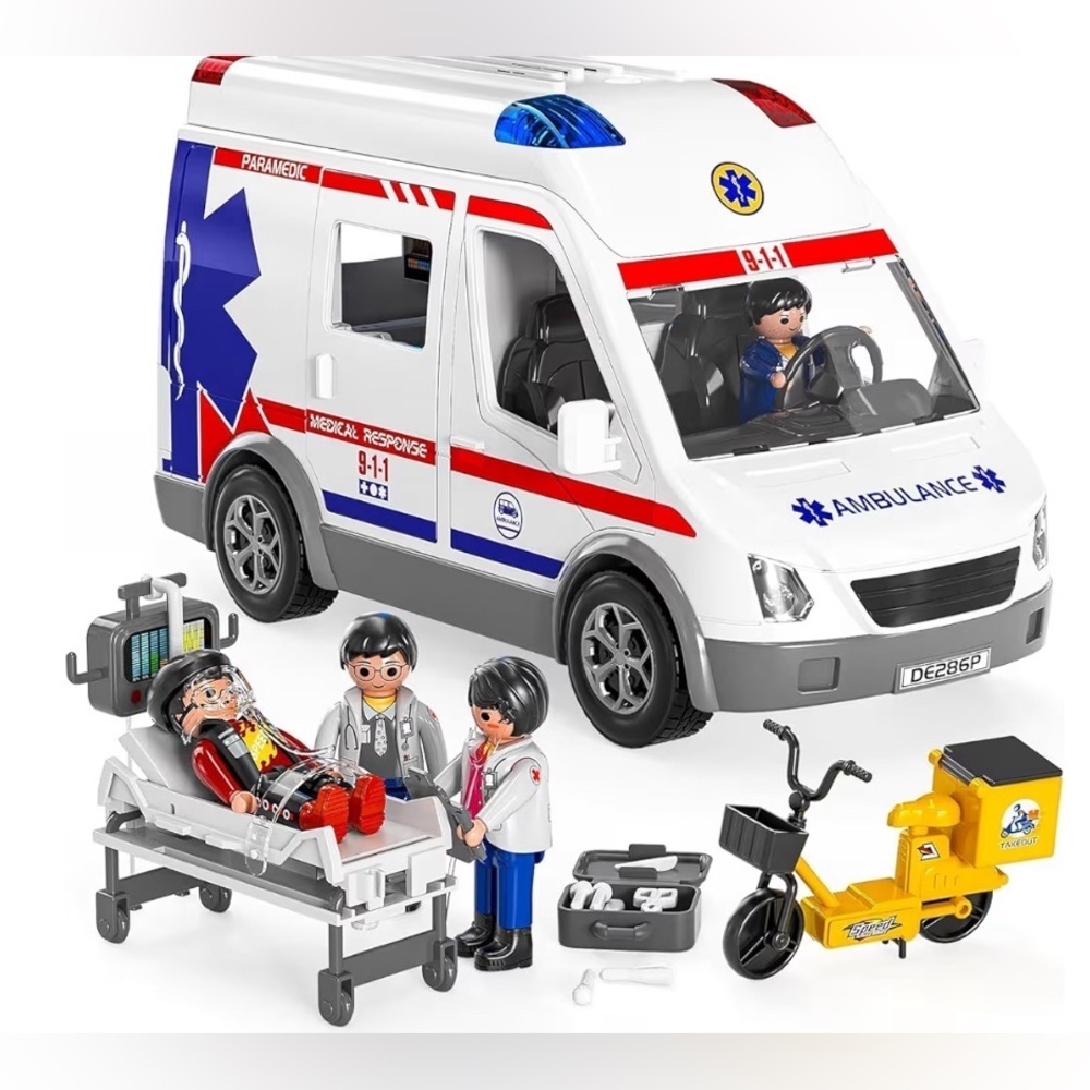 TEMI Ambulance Toy Kids 3-9 Years Old -Emergency Vehicle for Boys Girls (022)